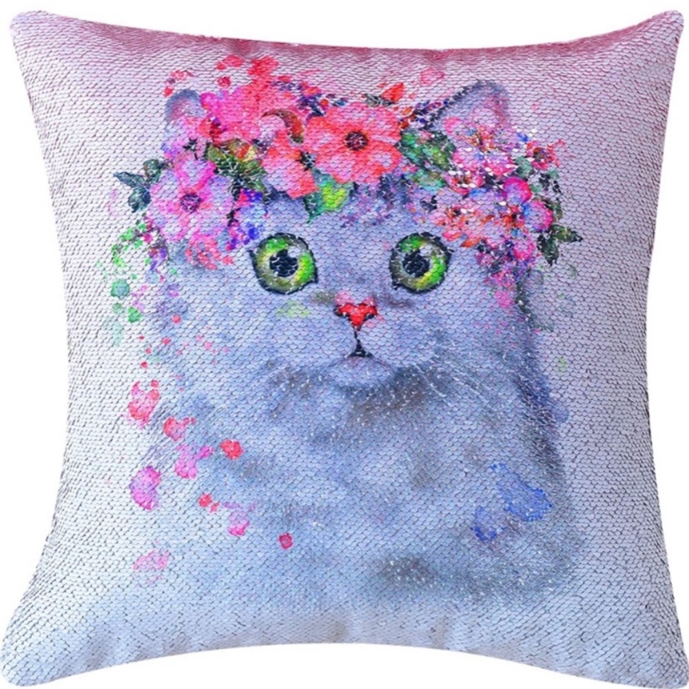 🦋 3/$15 Cat Reversible Sequin Pillowcase, 1 pack